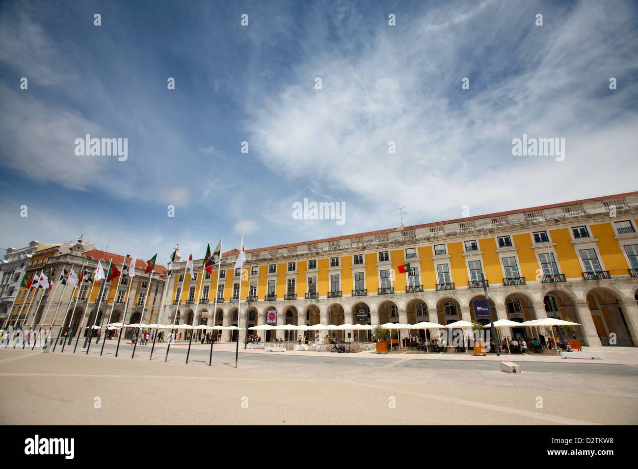 East wing of Lisbon`s square Praça do Comércio, Portugal. Stock Photo